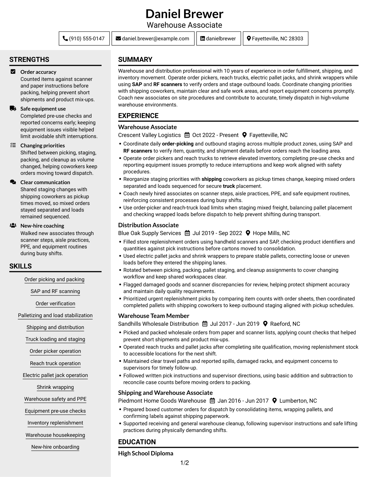 Resume example — page 1