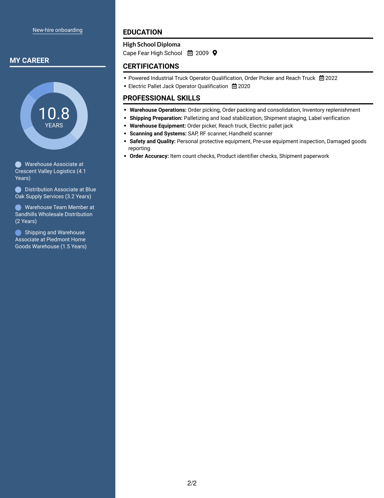 Resume example — page 2