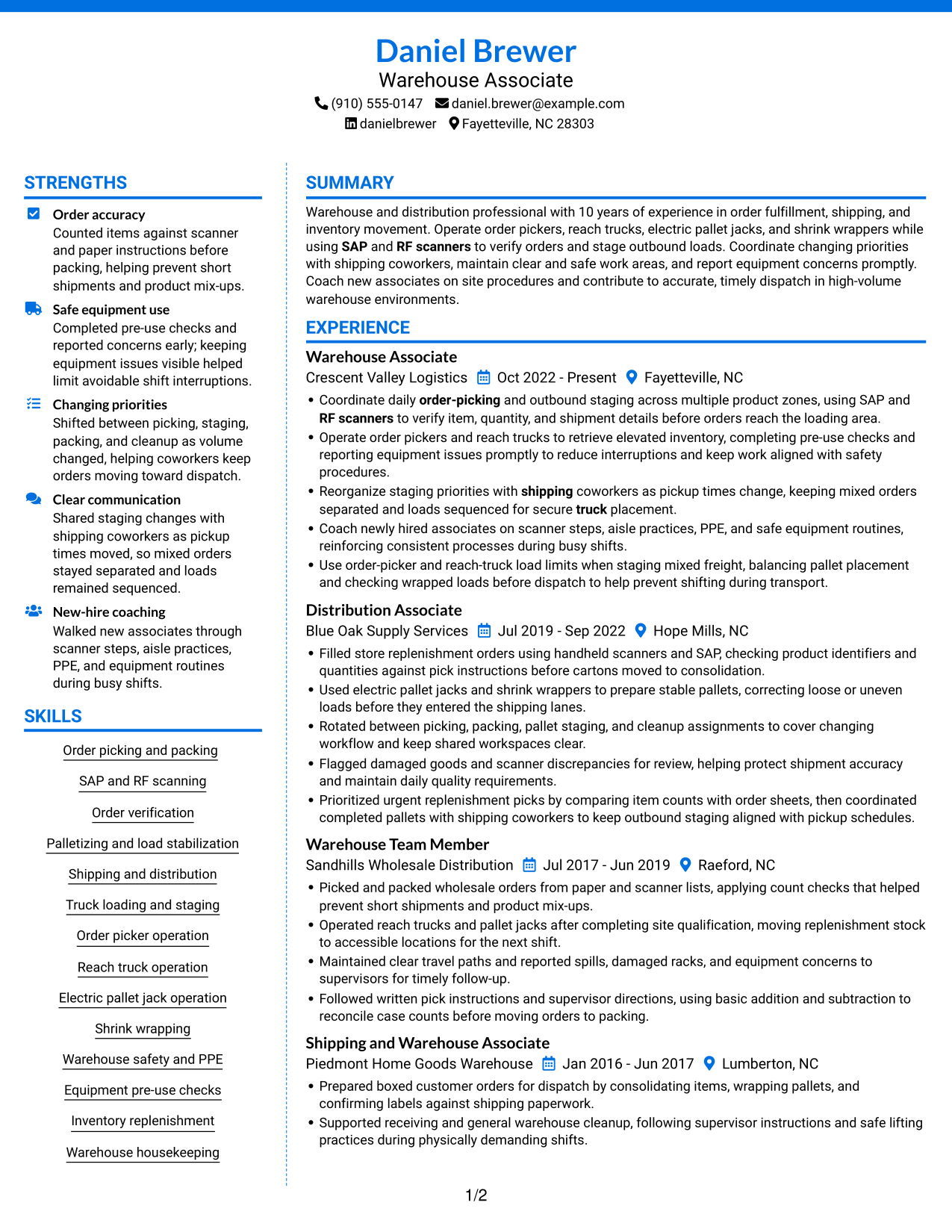 Resume example — page 1