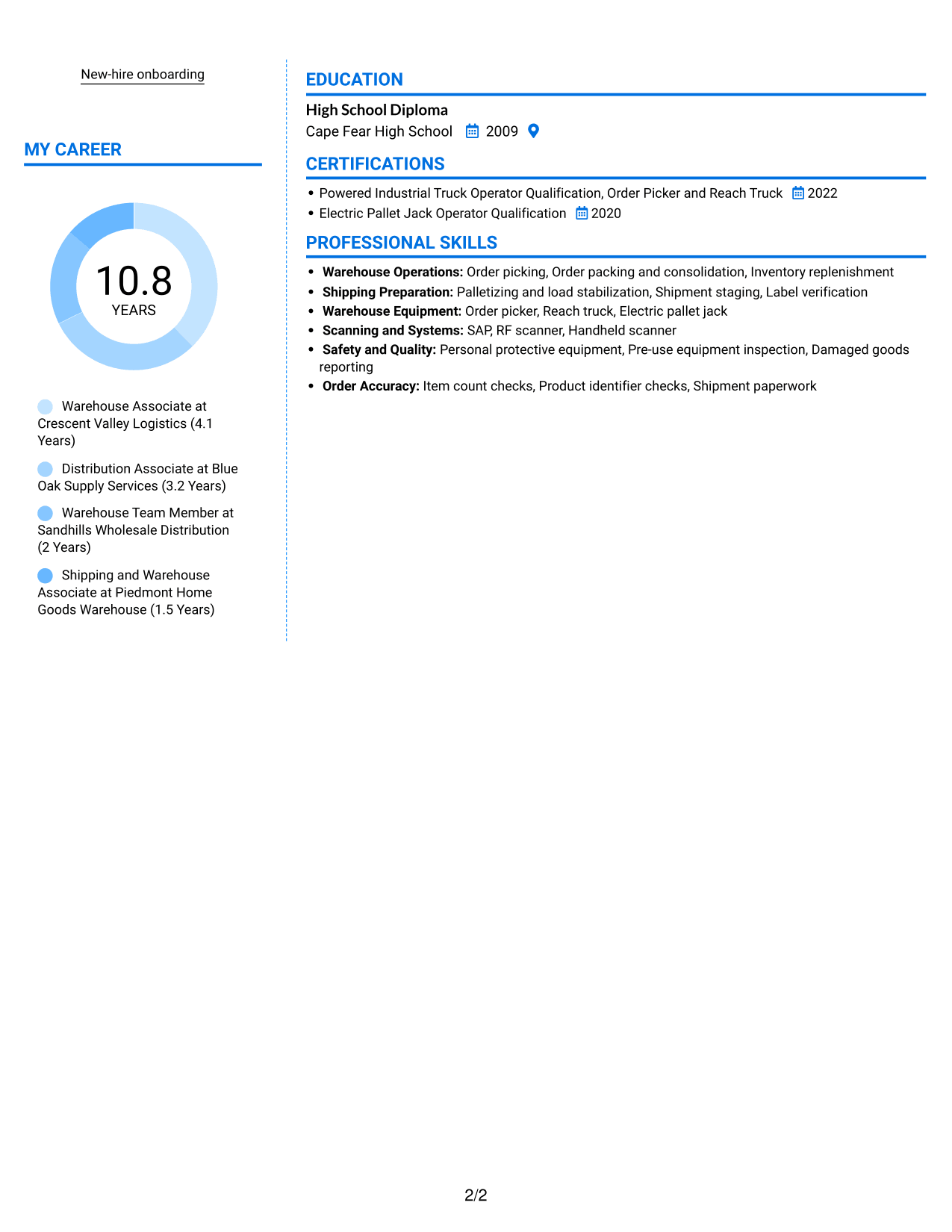 Resume example — page 2