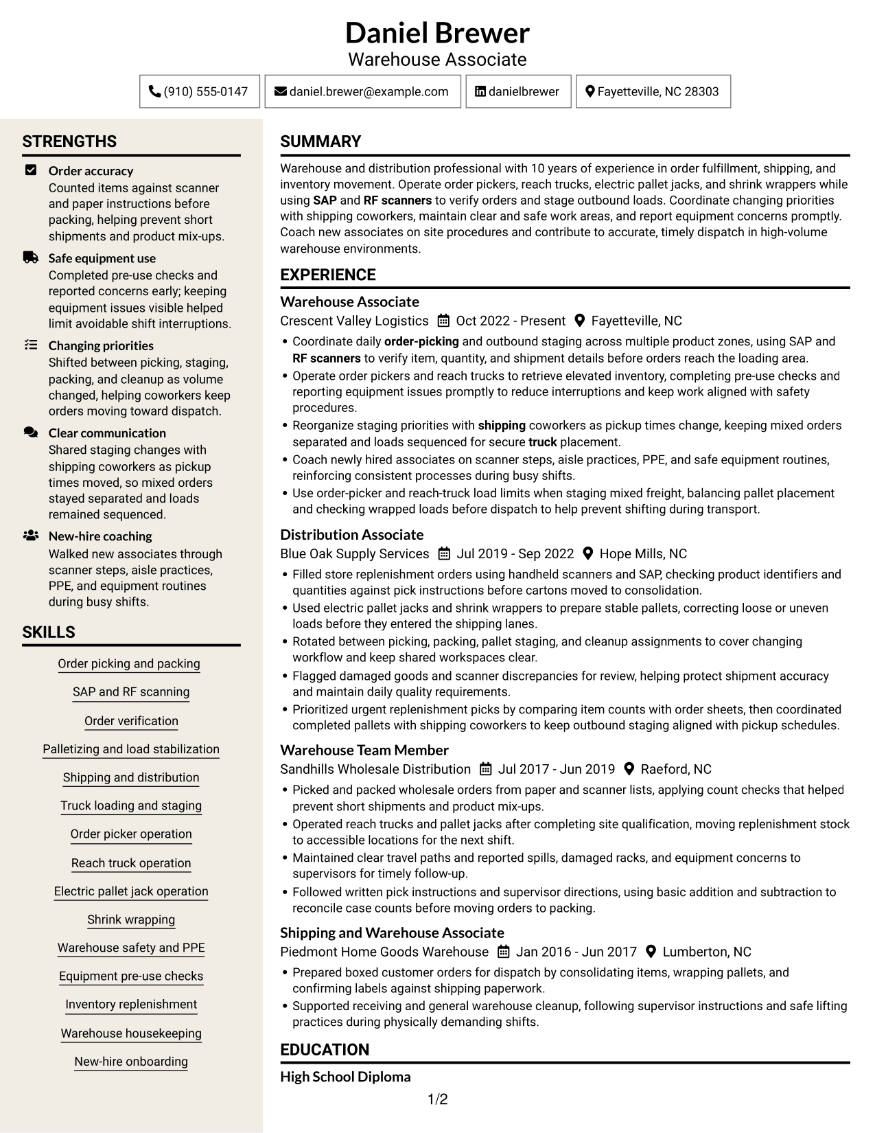 Resume example — page 1