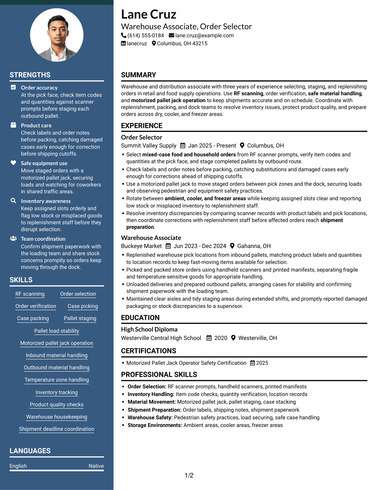 Resume example — page 1