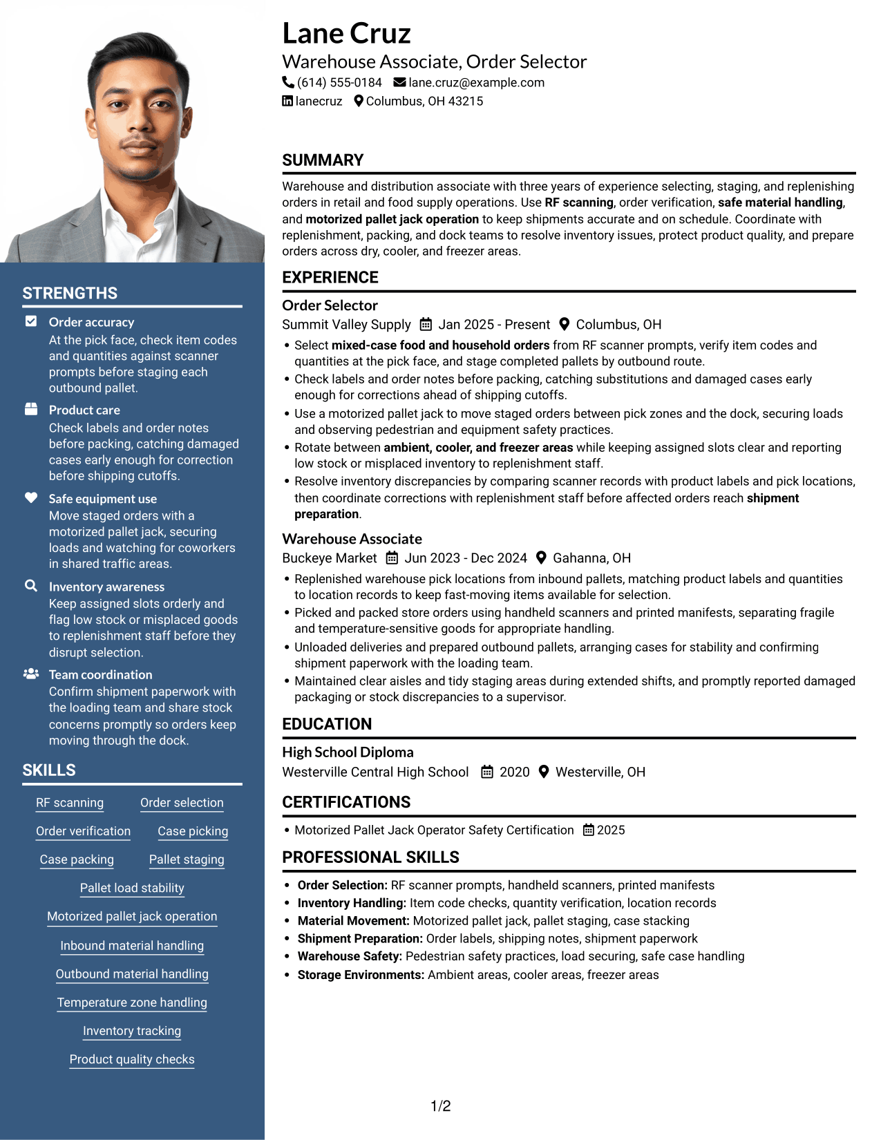 Resume example — page 1
