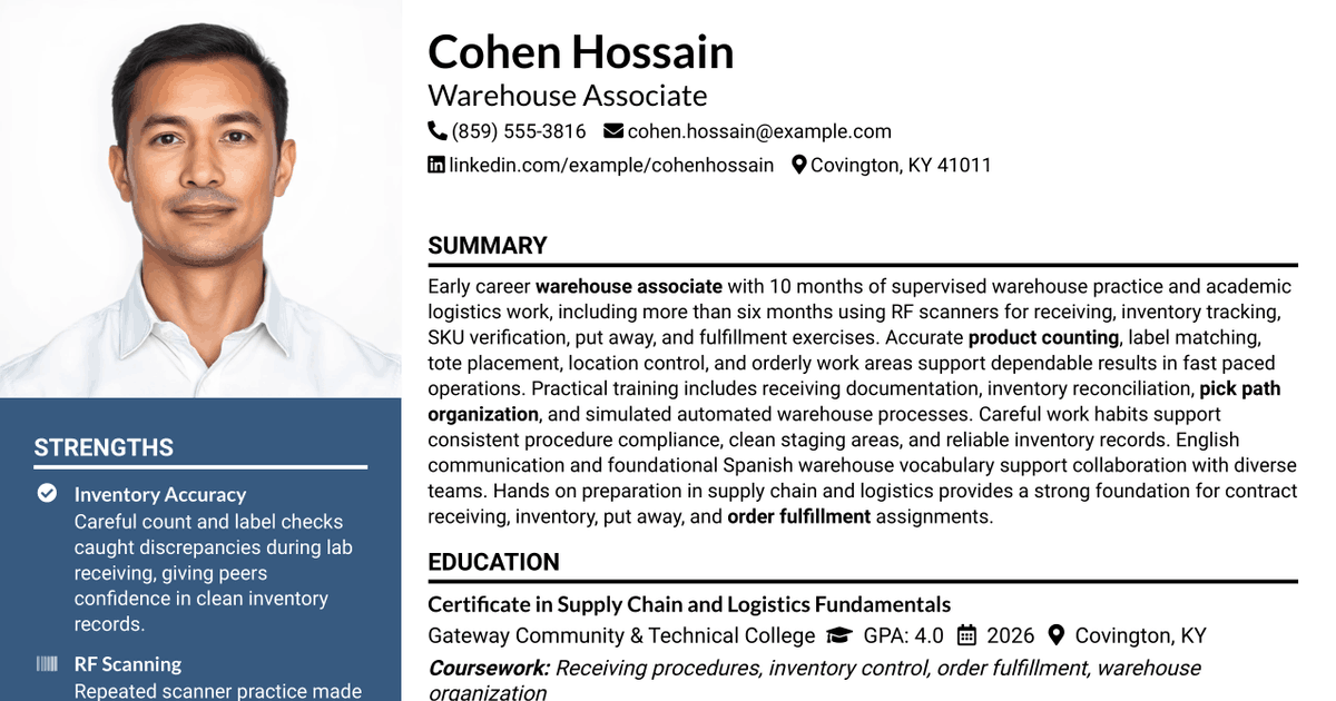 7 Warehouse Associate Resume Templates with Example