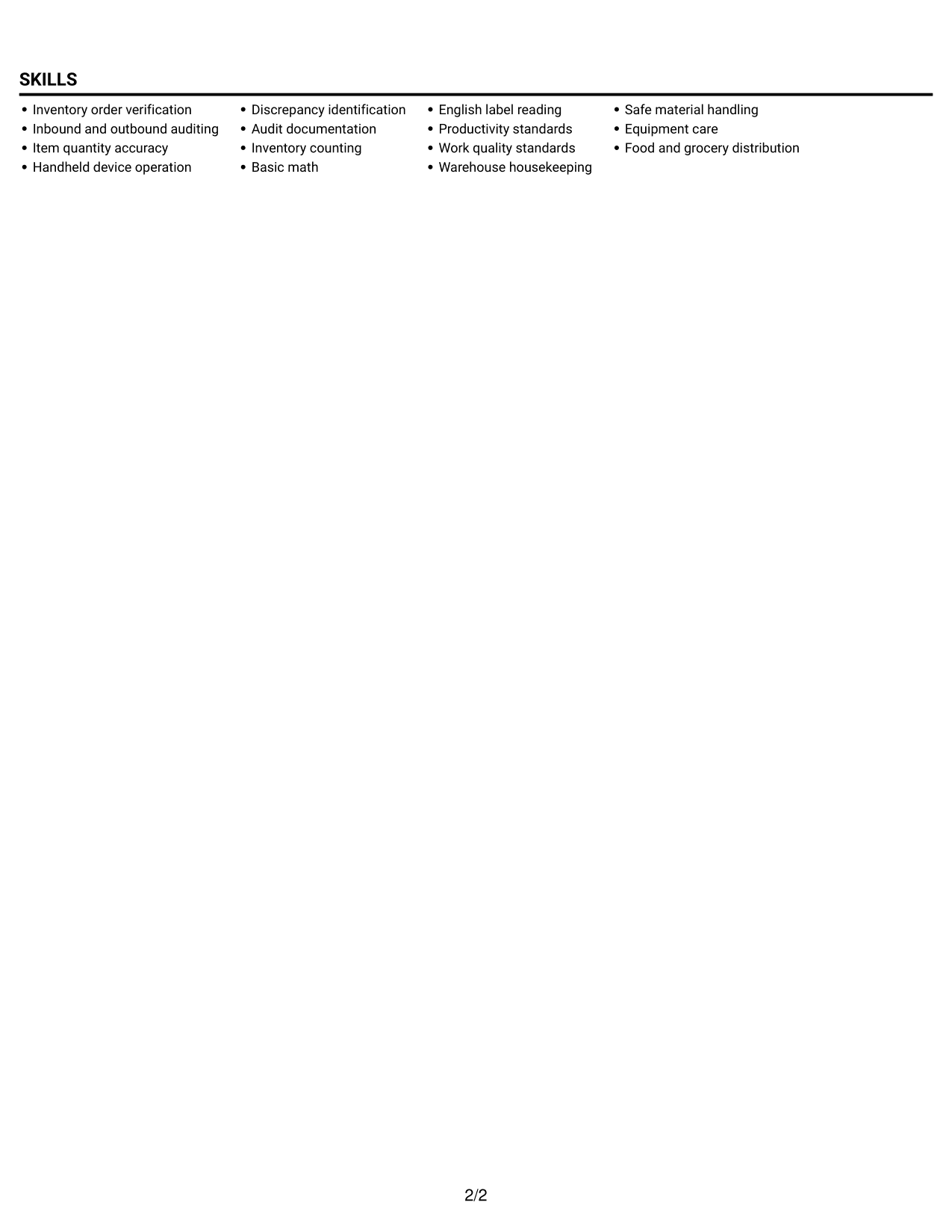 Resume example — page 2