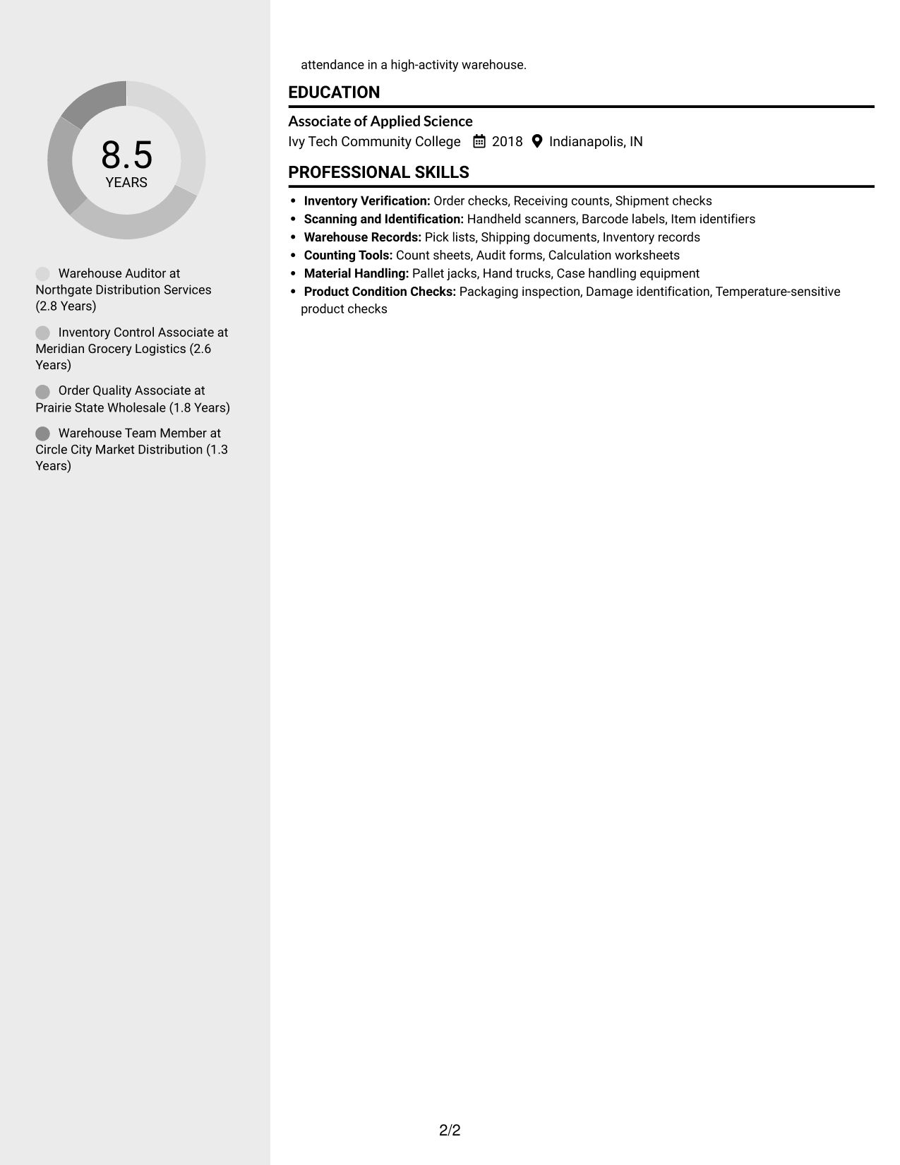Resume example — page 2