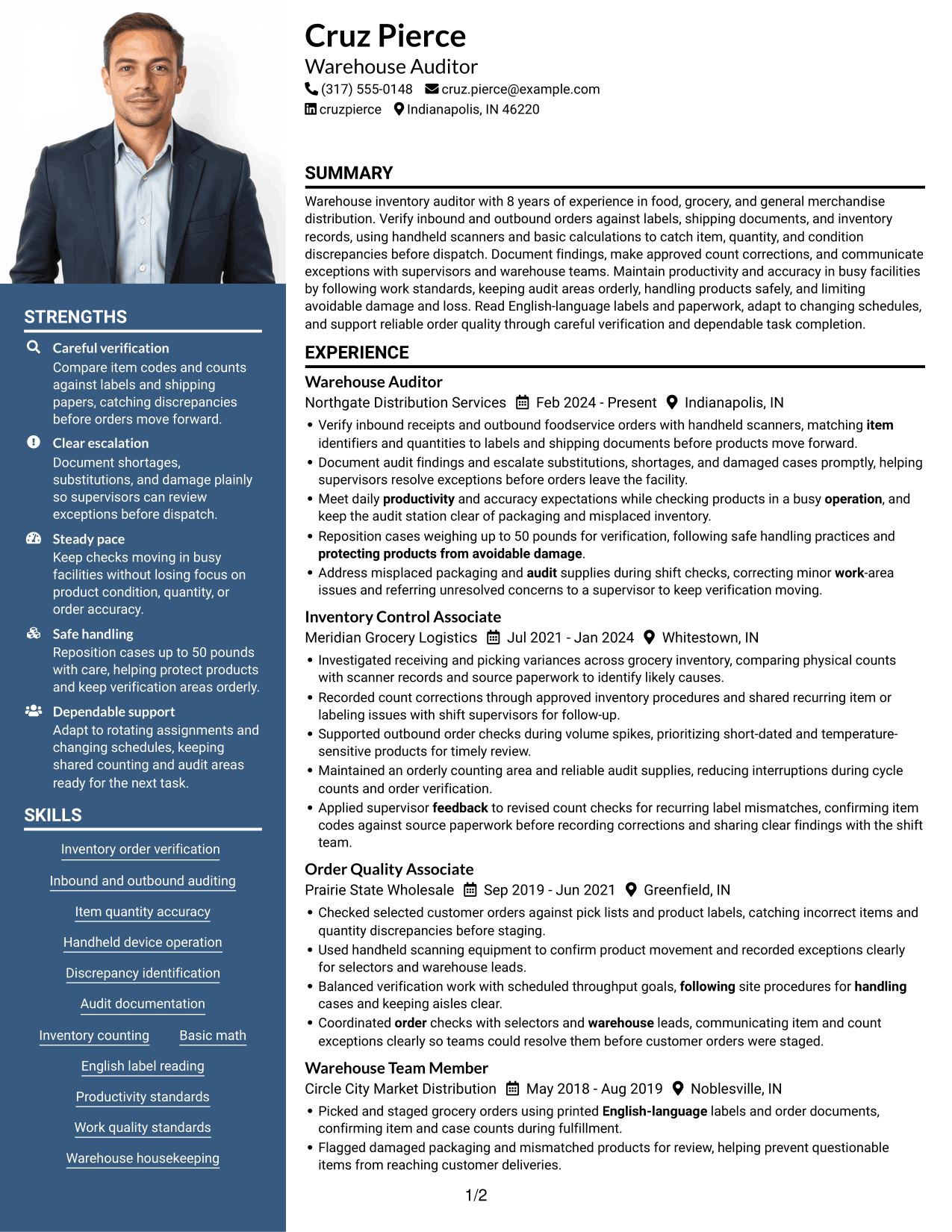 Resume example — page 1