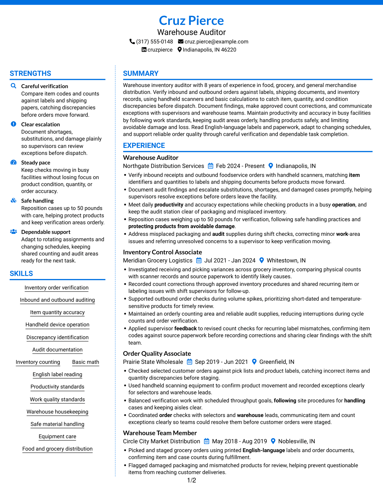 Resume example — page 1