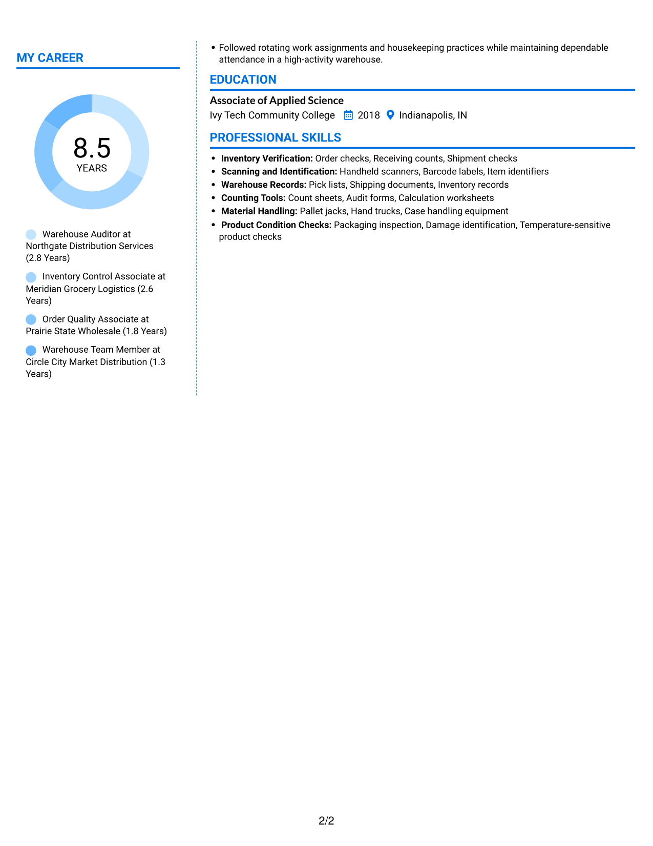 Resume example — page 2