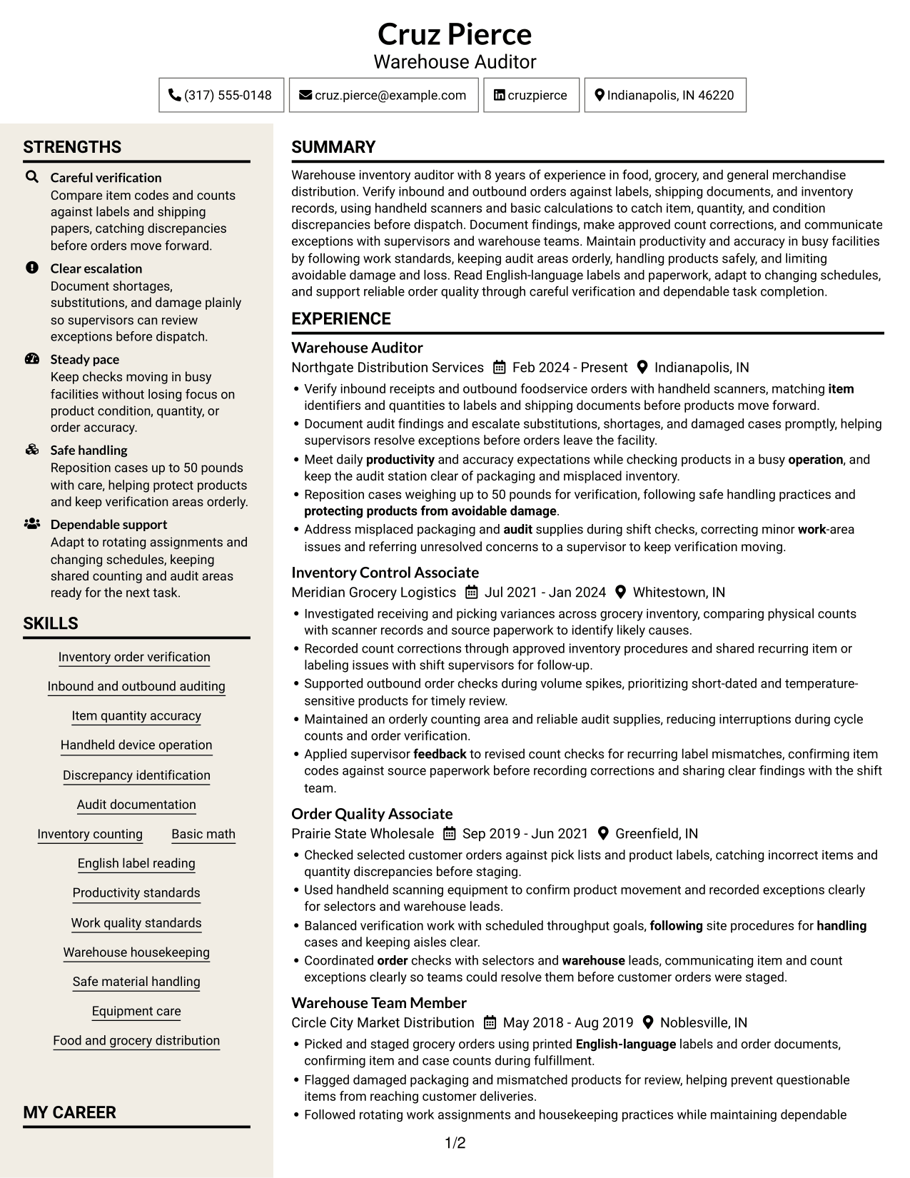 Resume example — page 1