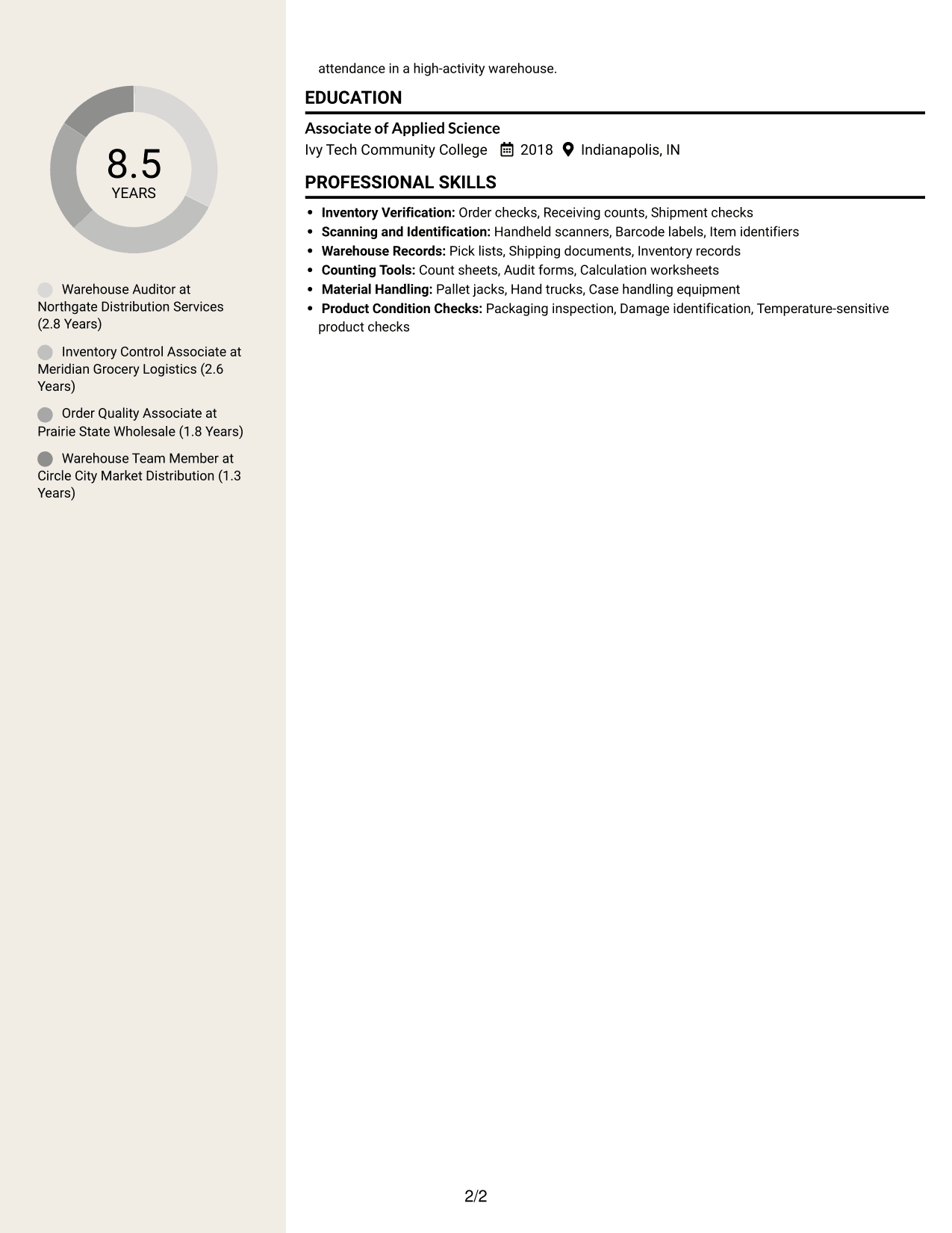 Resume example — page 2