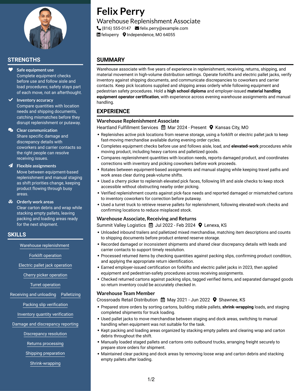 Resume example — page 1