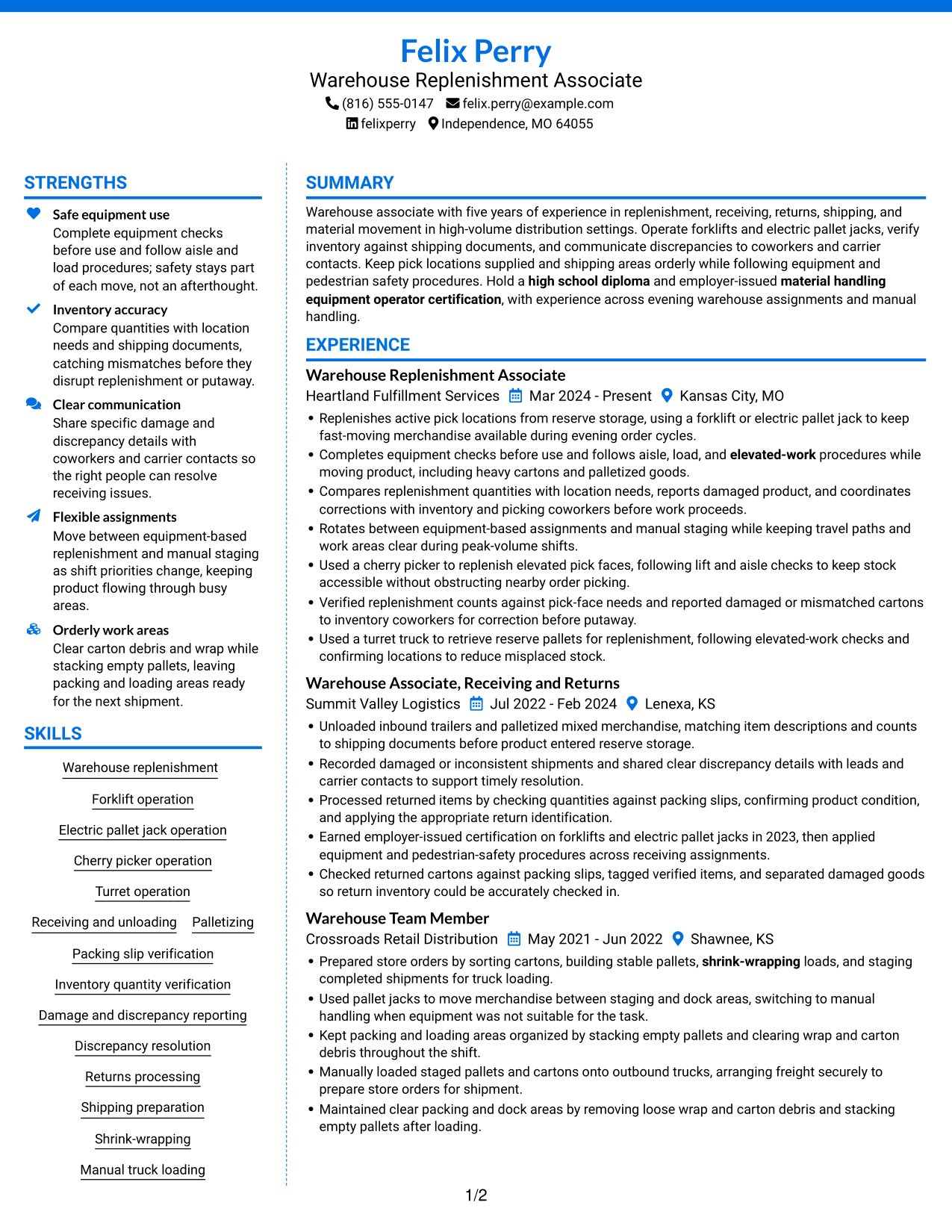 Resume example — page 1