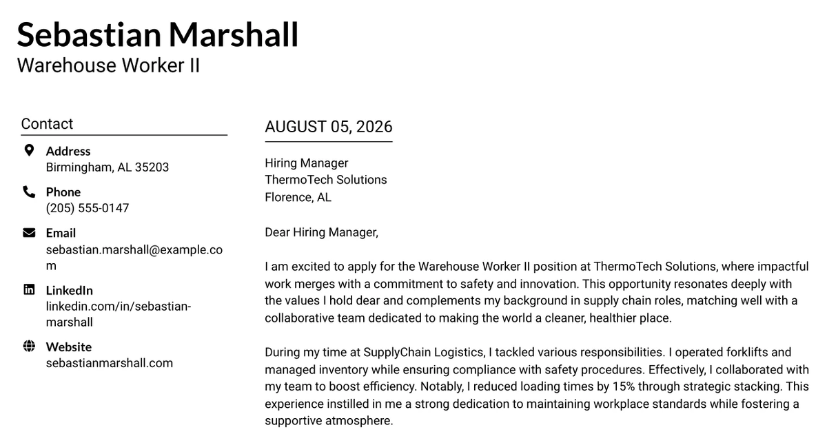 30+ Warehouse Worker II Cover Letter Templates with Example 2026