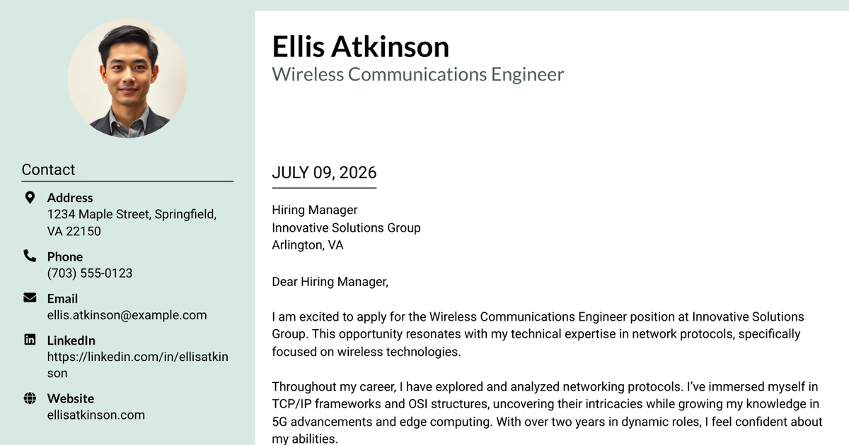 30+ Wireless Communications Engineer Cover Letter Templates with Example 2026