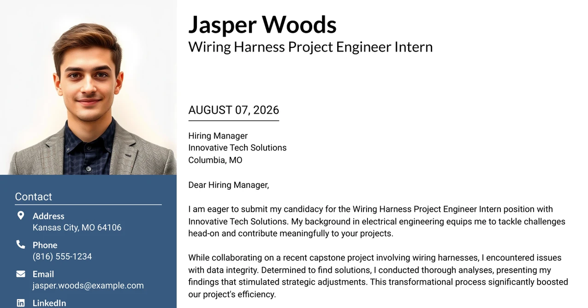 30+ Wiring Harness Project Engineer Intern Cover Letter Templates with Example 2026