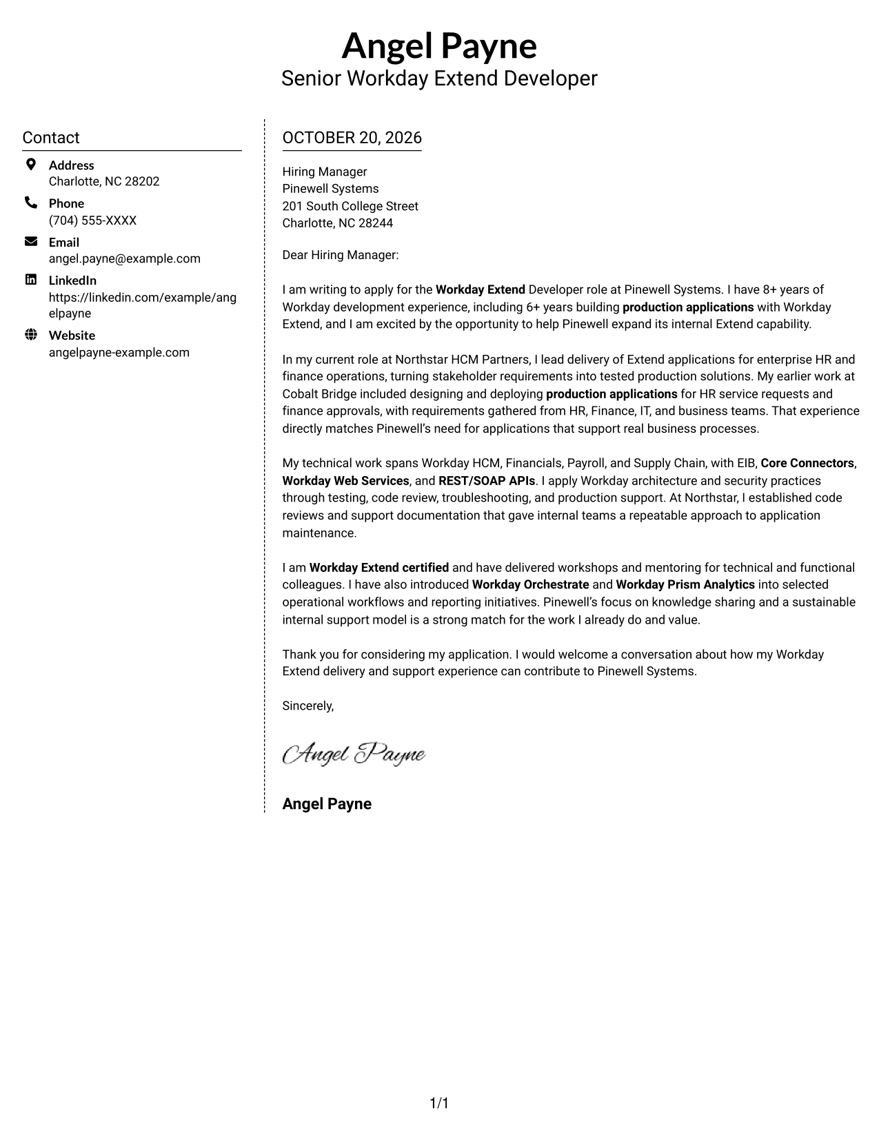 Cover letter example — page 1