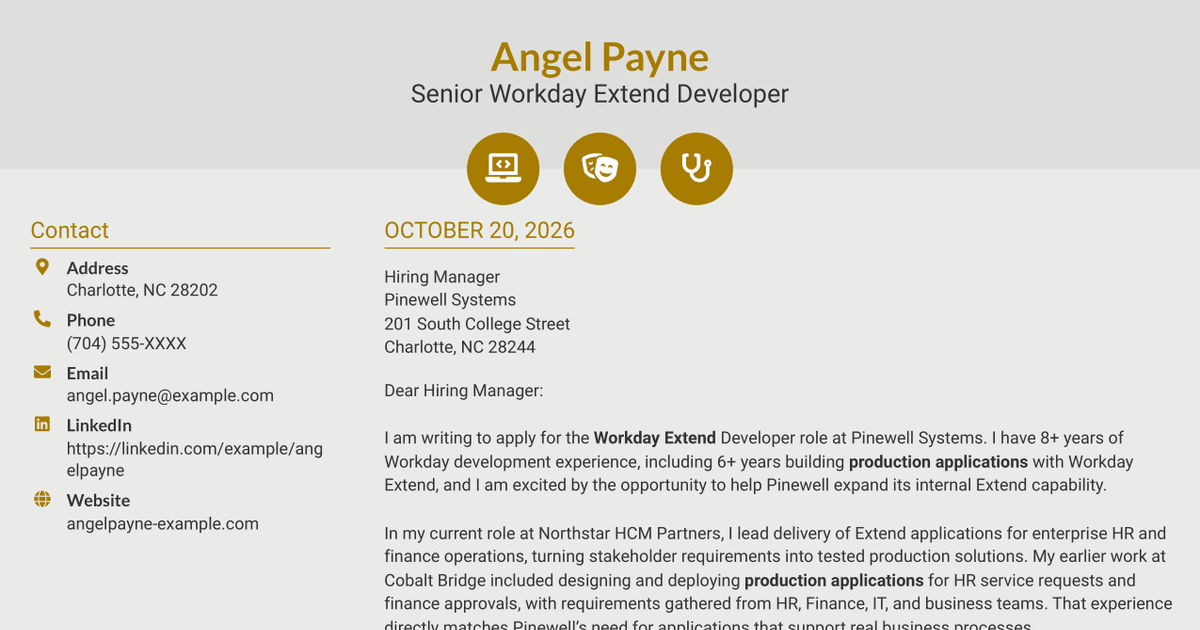 7 Workday Extend Developer Cover Letter Templates with Example