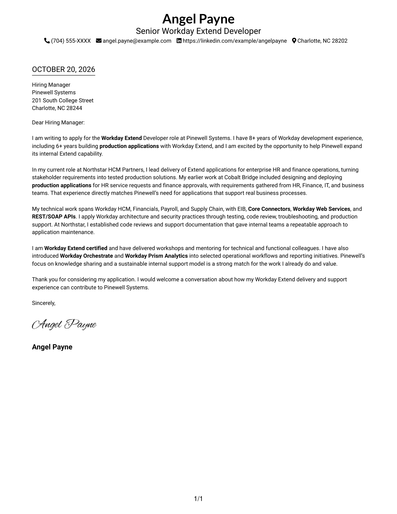 Cover letter example — page 1