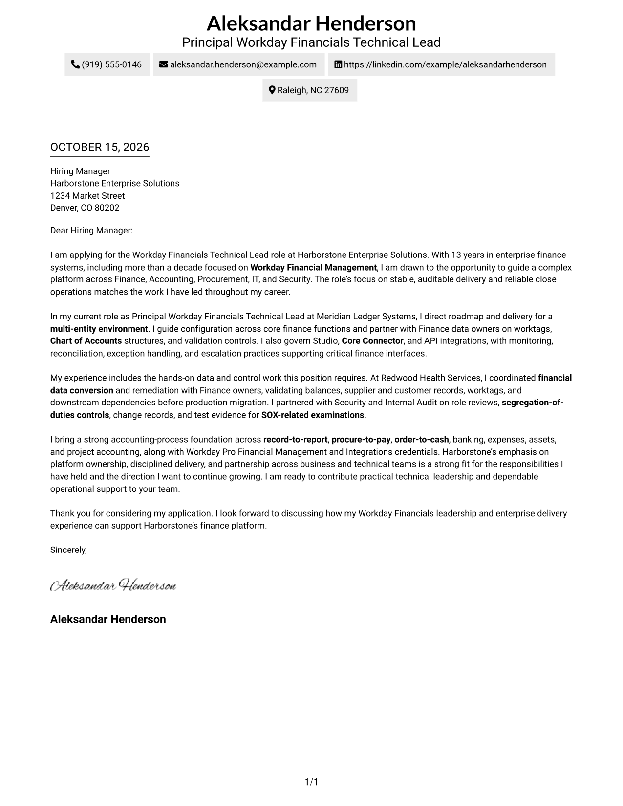 Cover letter example — page 1