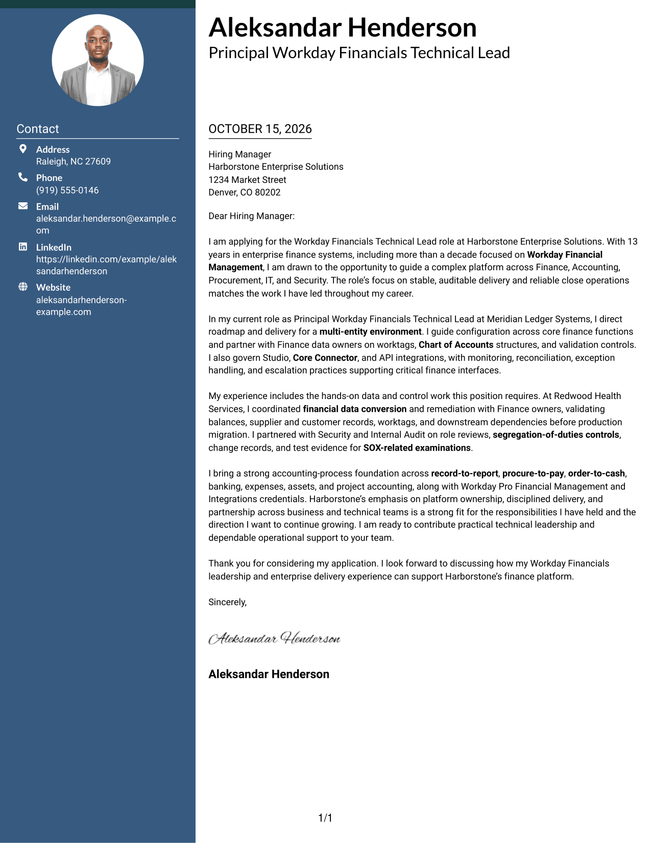 Cover letter example — page 1