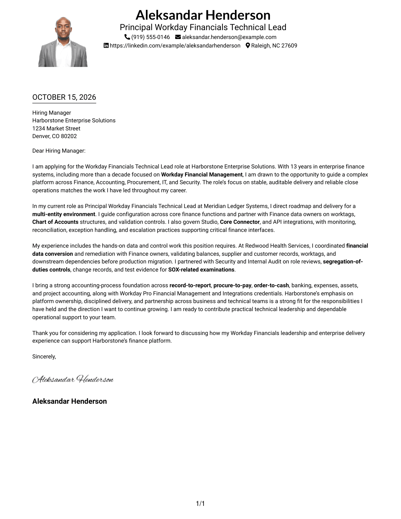 Cover letter example — page 1