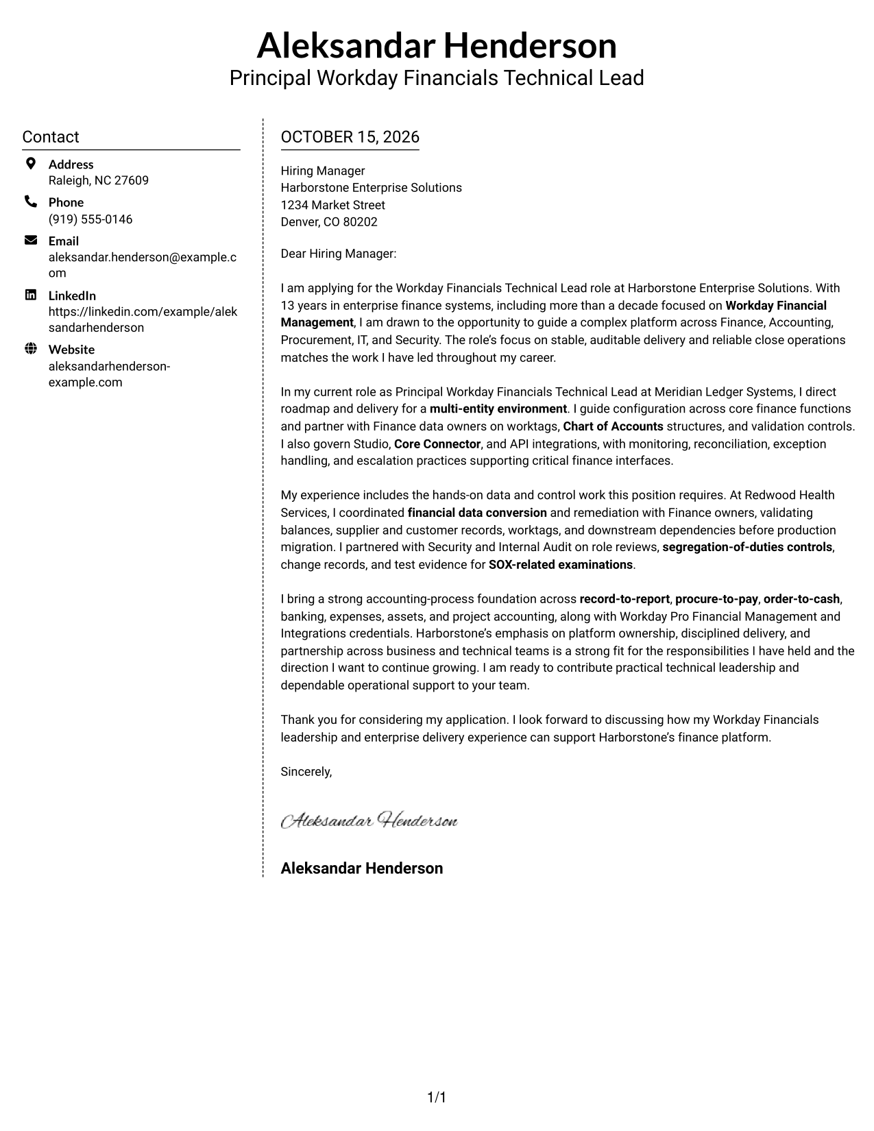 Cover letter example — page 1
