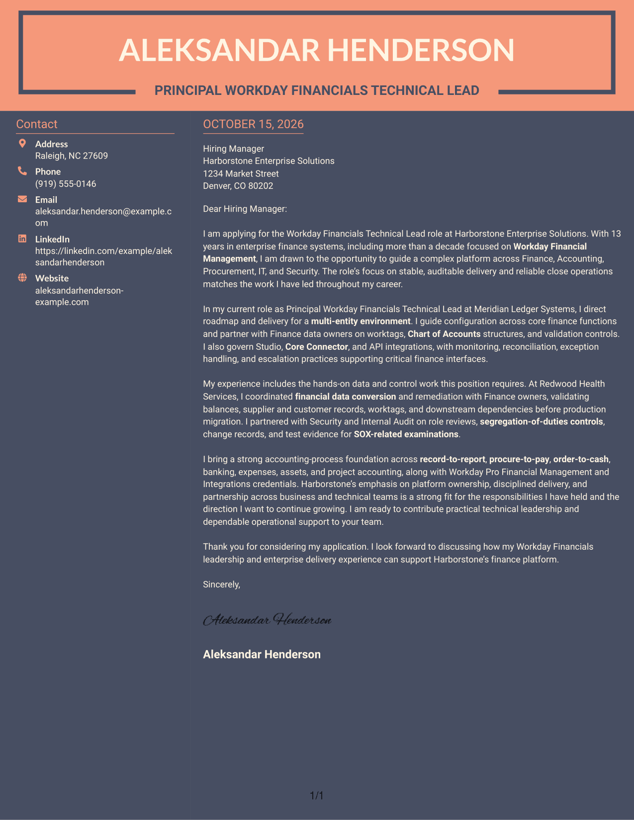 Cover letter example — page 1