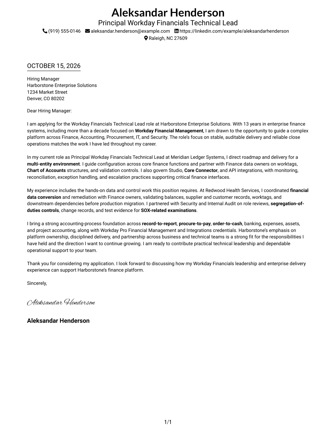 Cover letter example — page 1