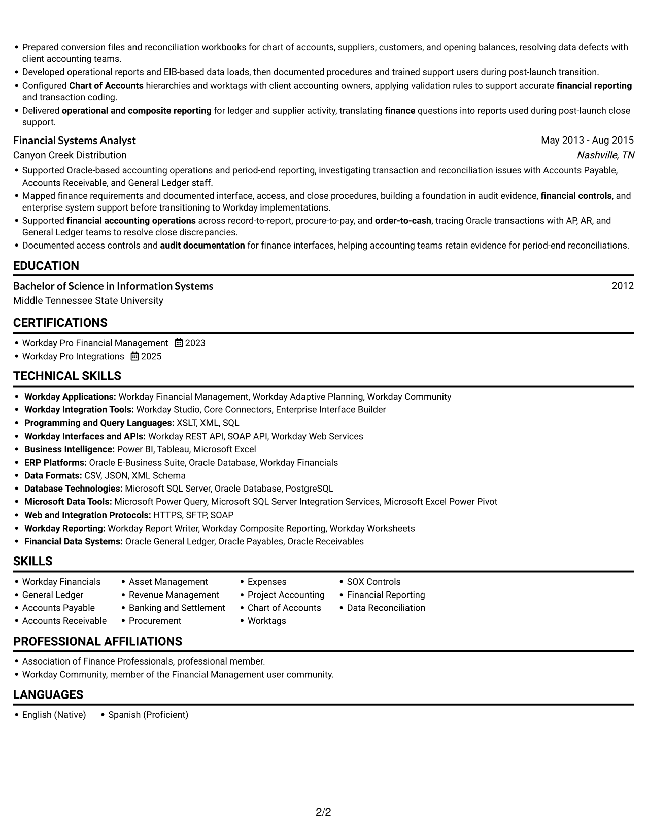 Resume example — page 2