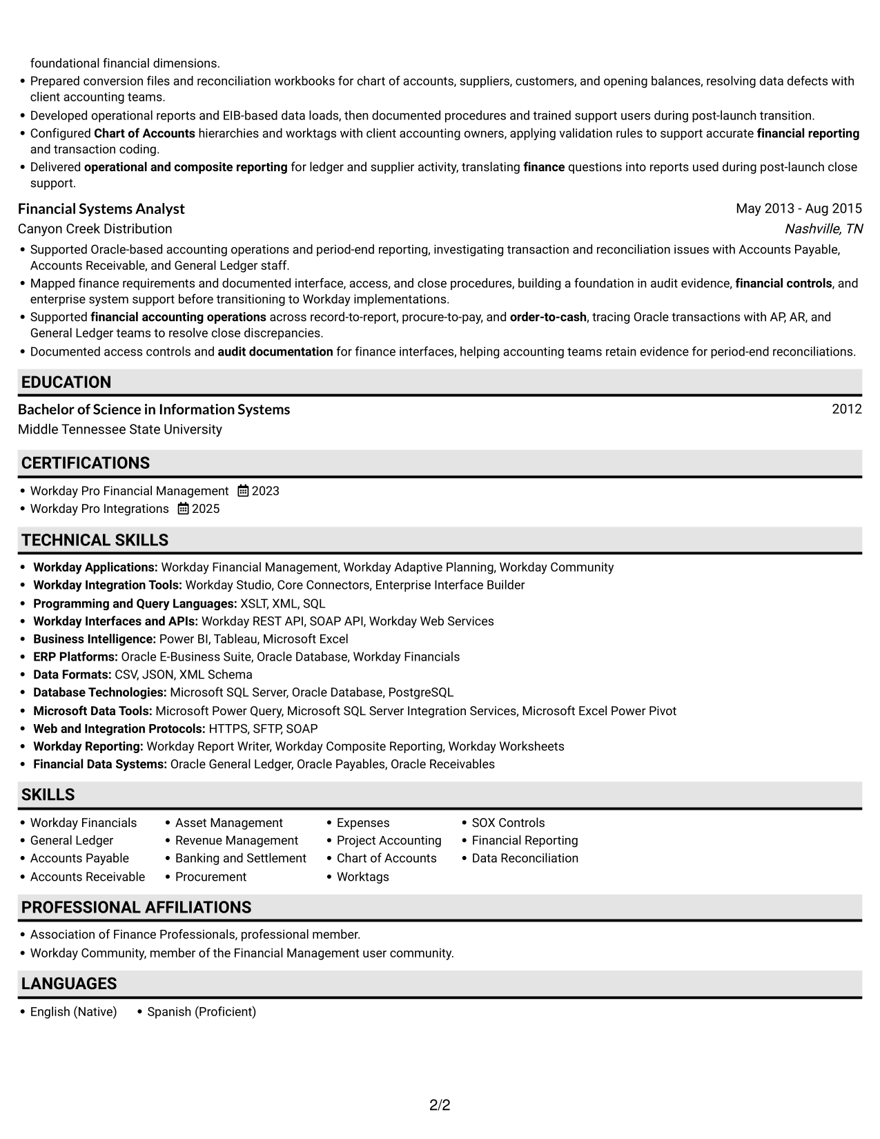Resume example — page 2