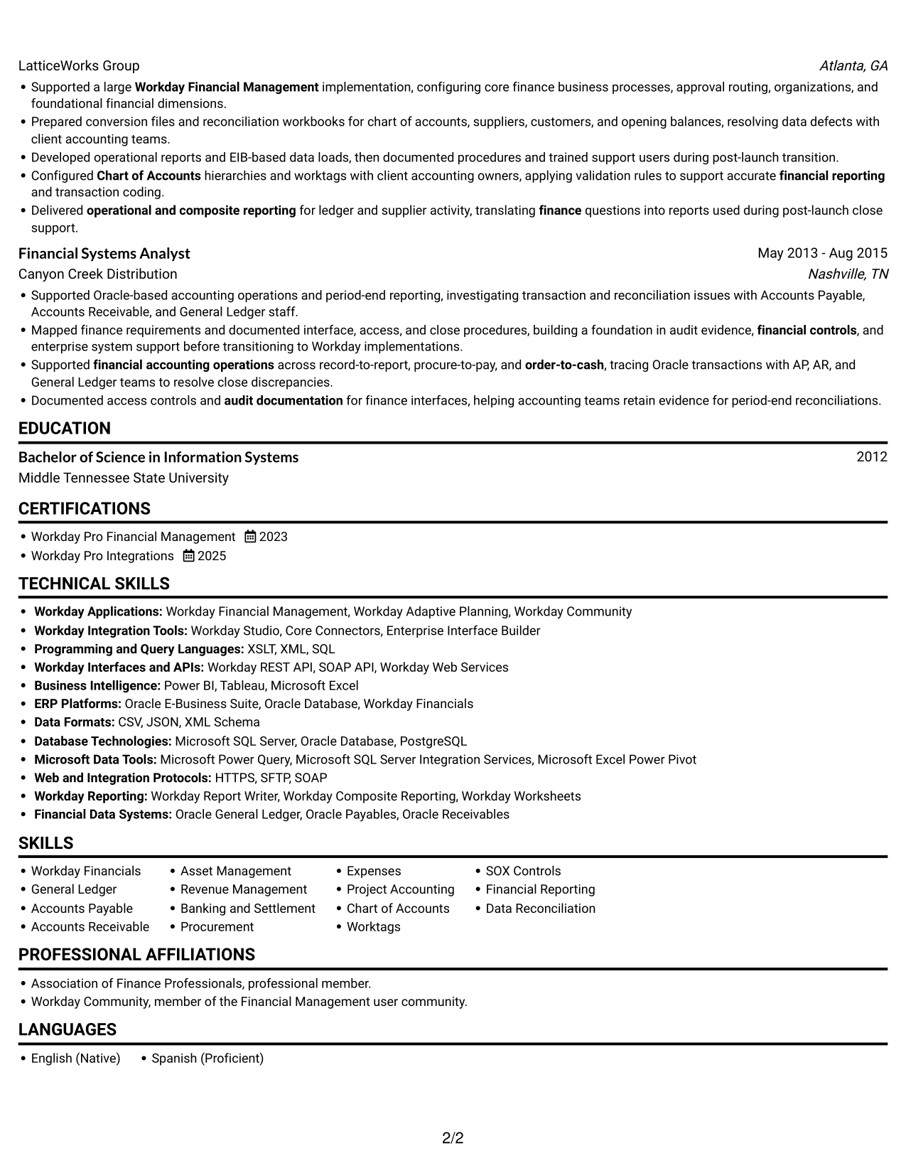 Resume example — page 2