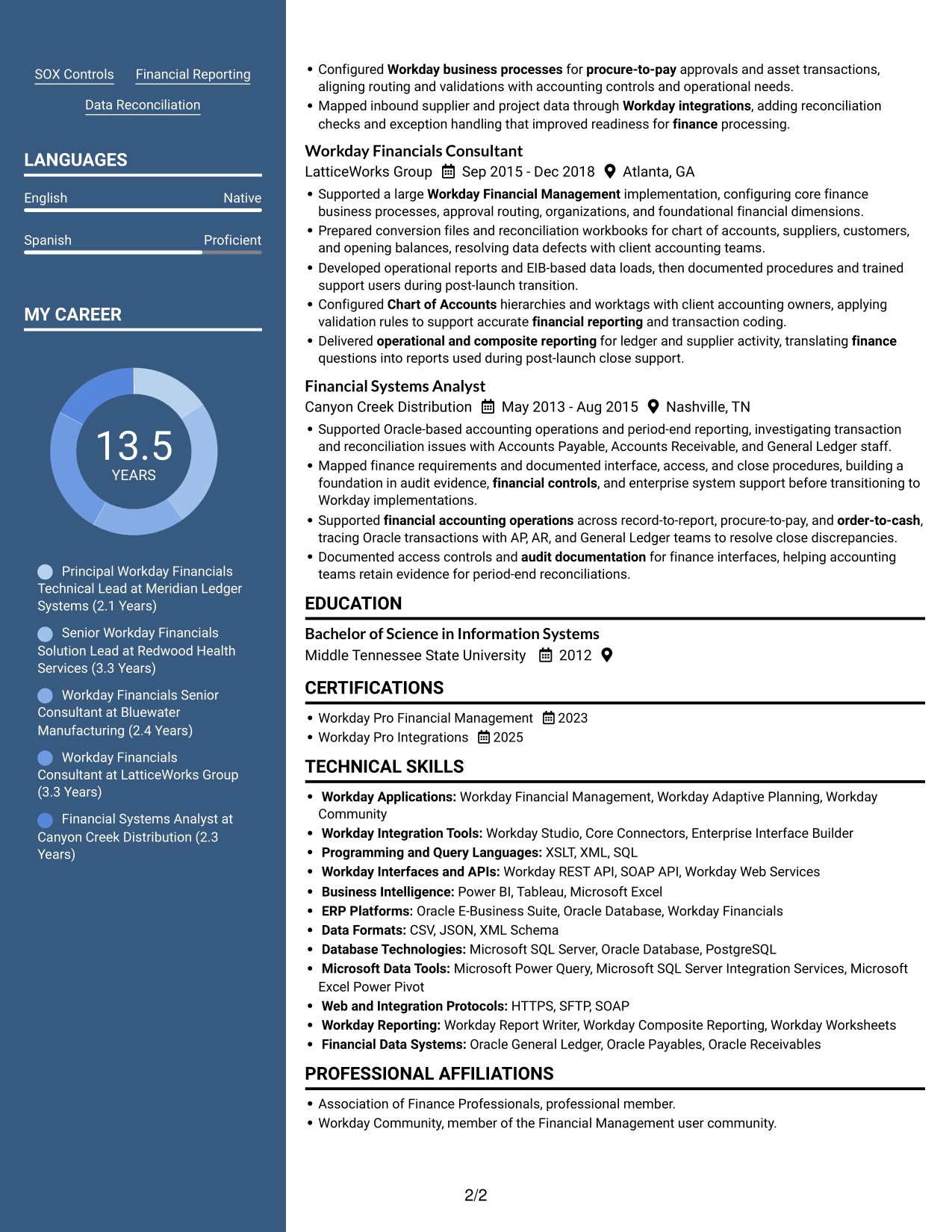 Resume example — page 2