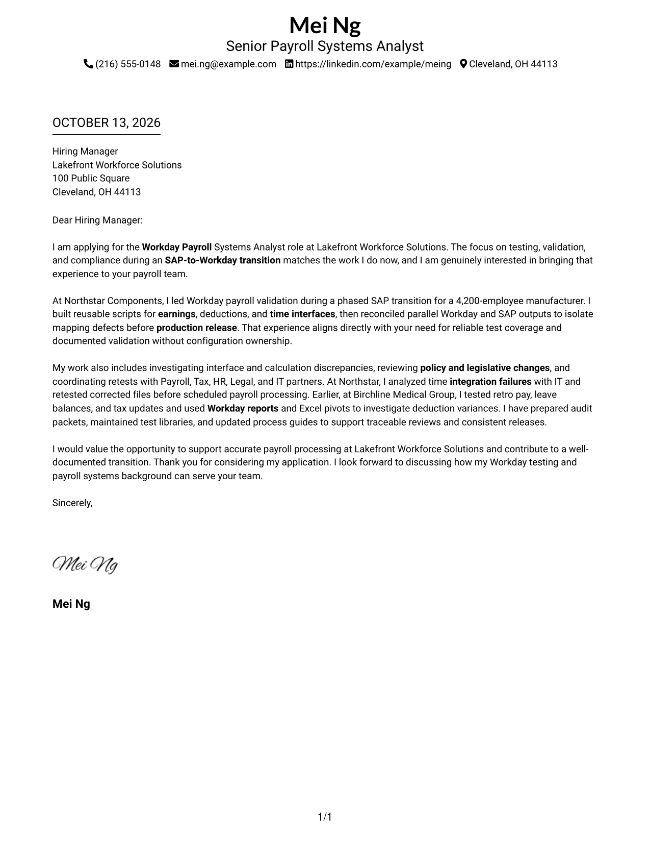 Cover Letter Example Page 1