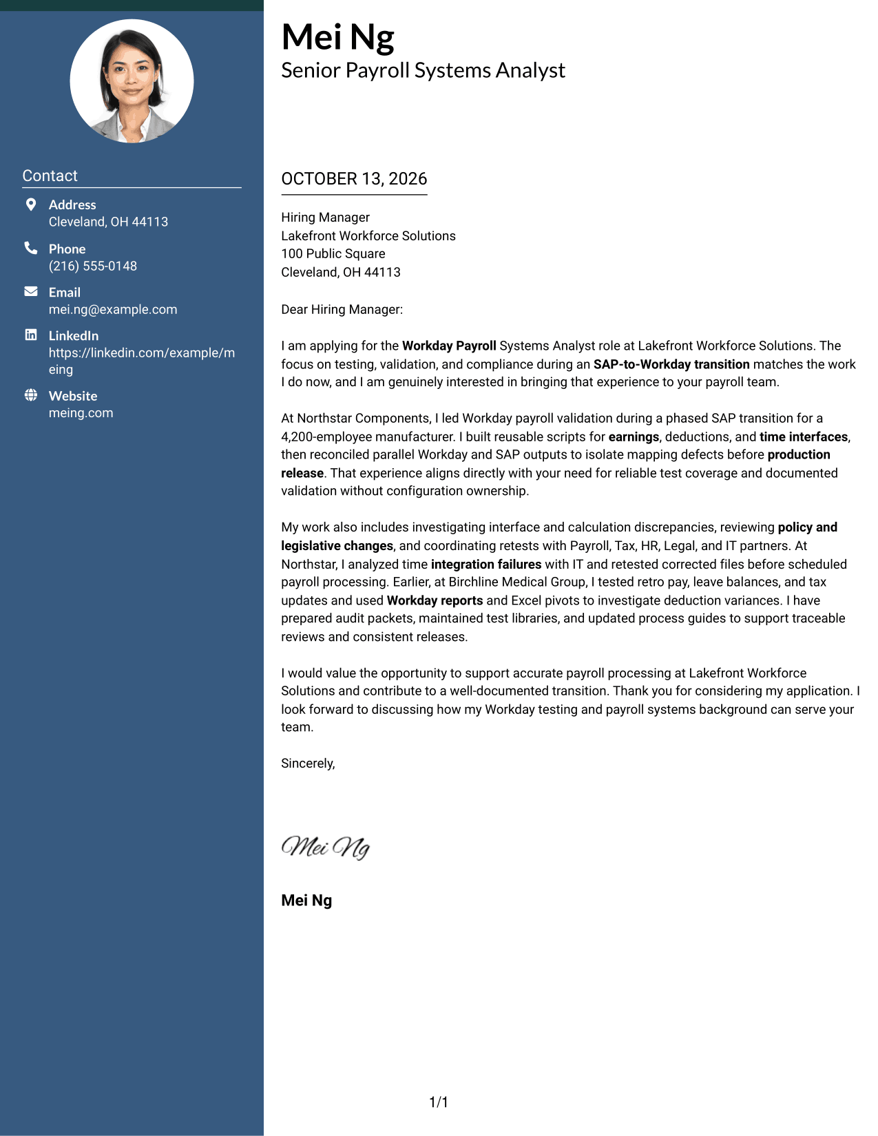 Cover Letter Example Page 1