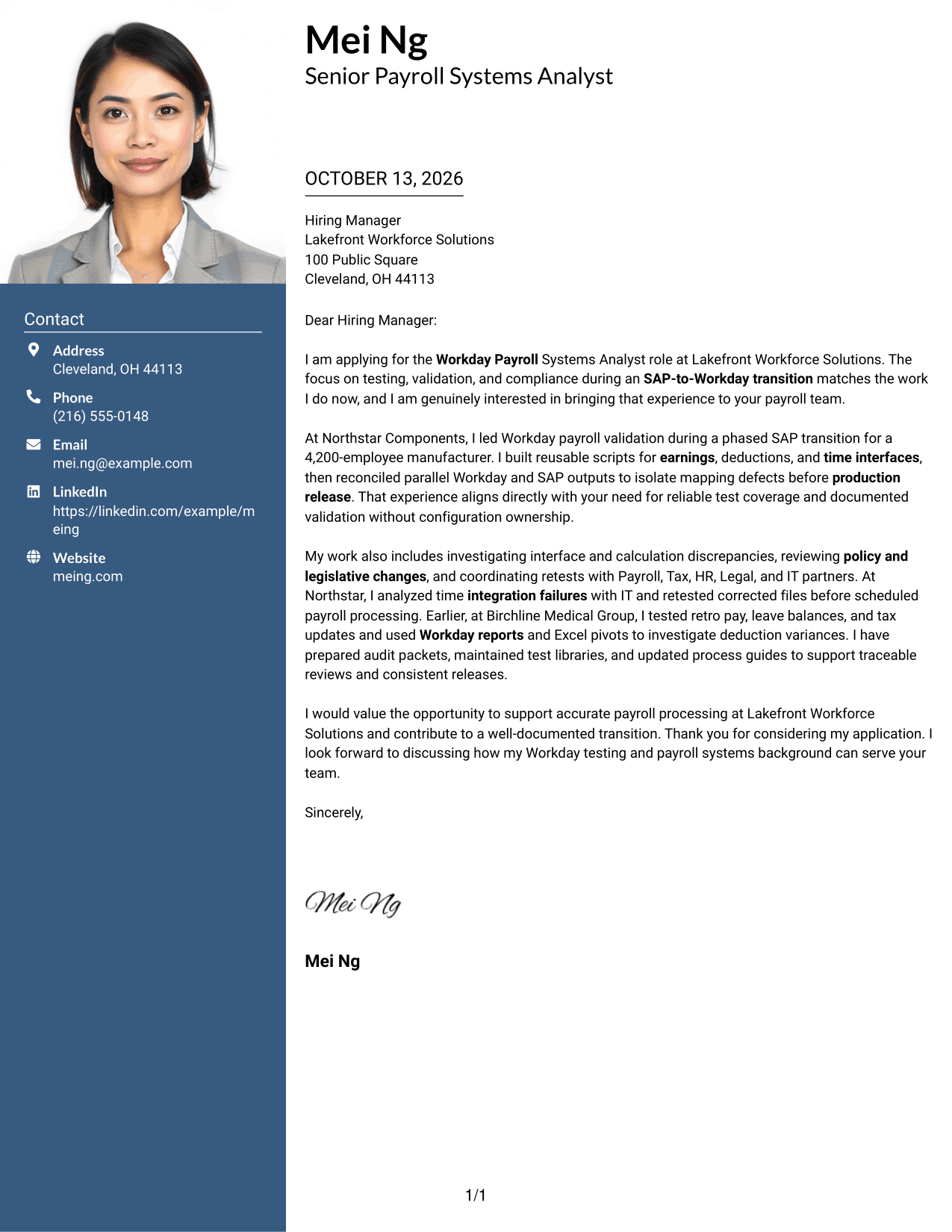Cover Letter Example Page 1