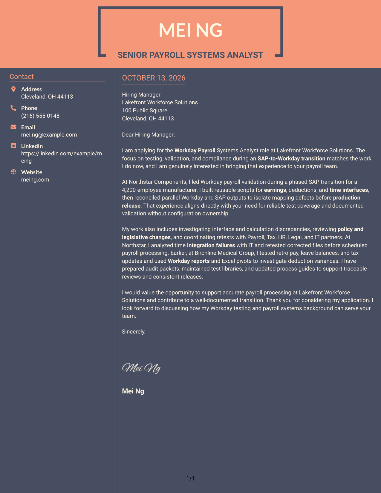 Cover Letter Example Page 1