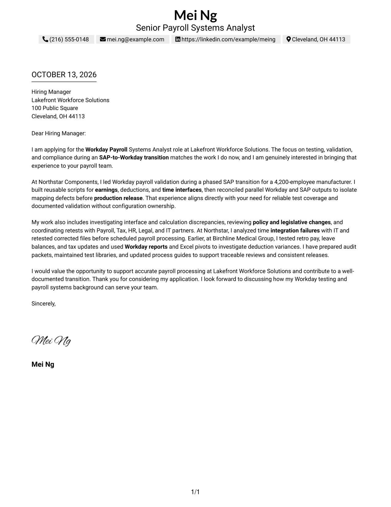 Text/Fang Style Cover Letter Preview