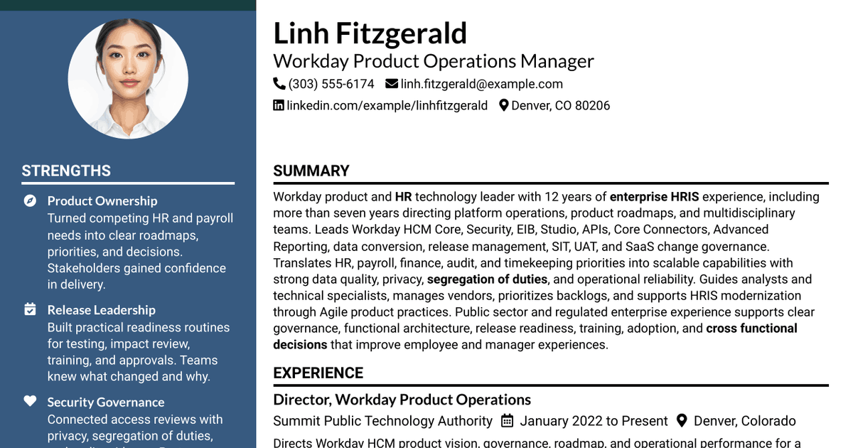 7 Workday Product Operations Manager Resume Templates with Example