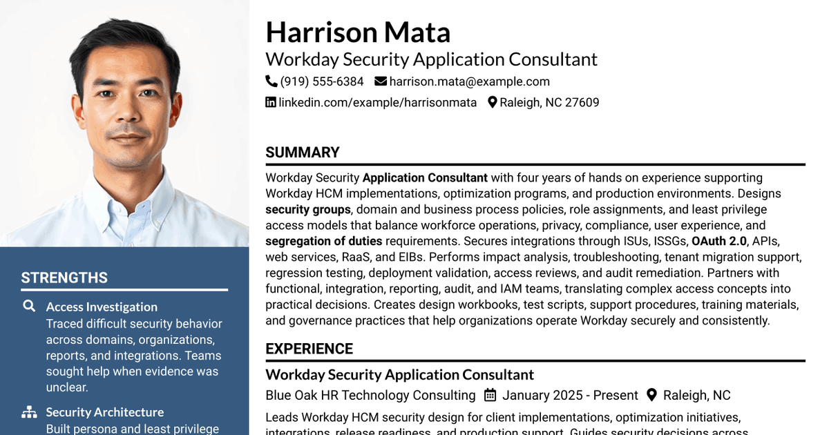 7 Workday Security - Application Consultant Resume Templates with Example