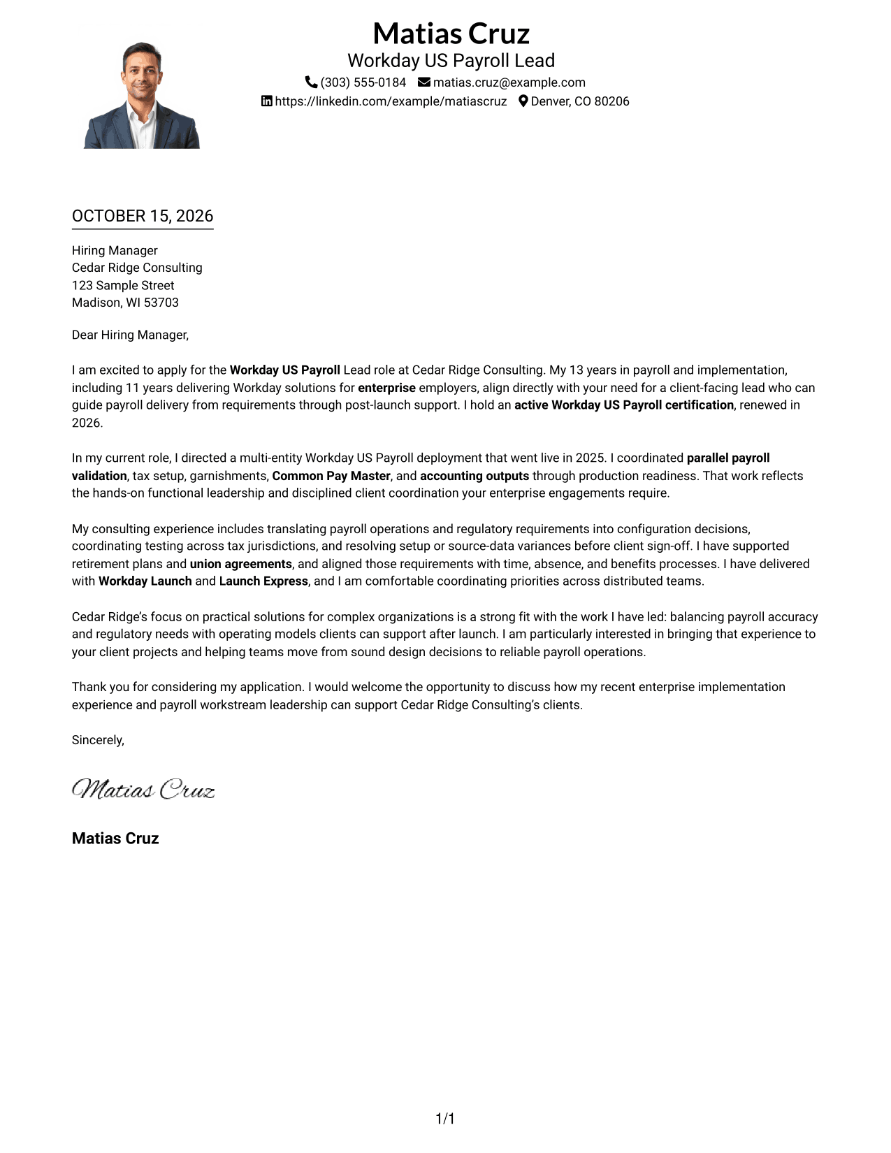 Cover letter example — page 1