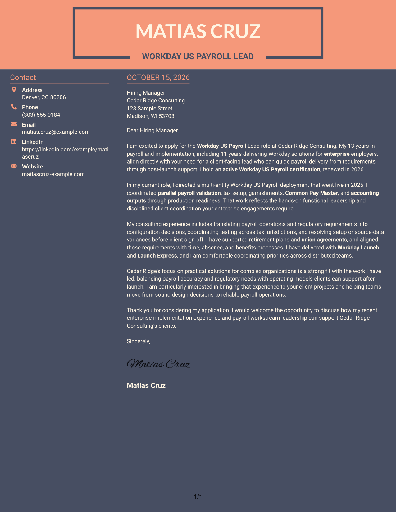 Cover letter example — page 1