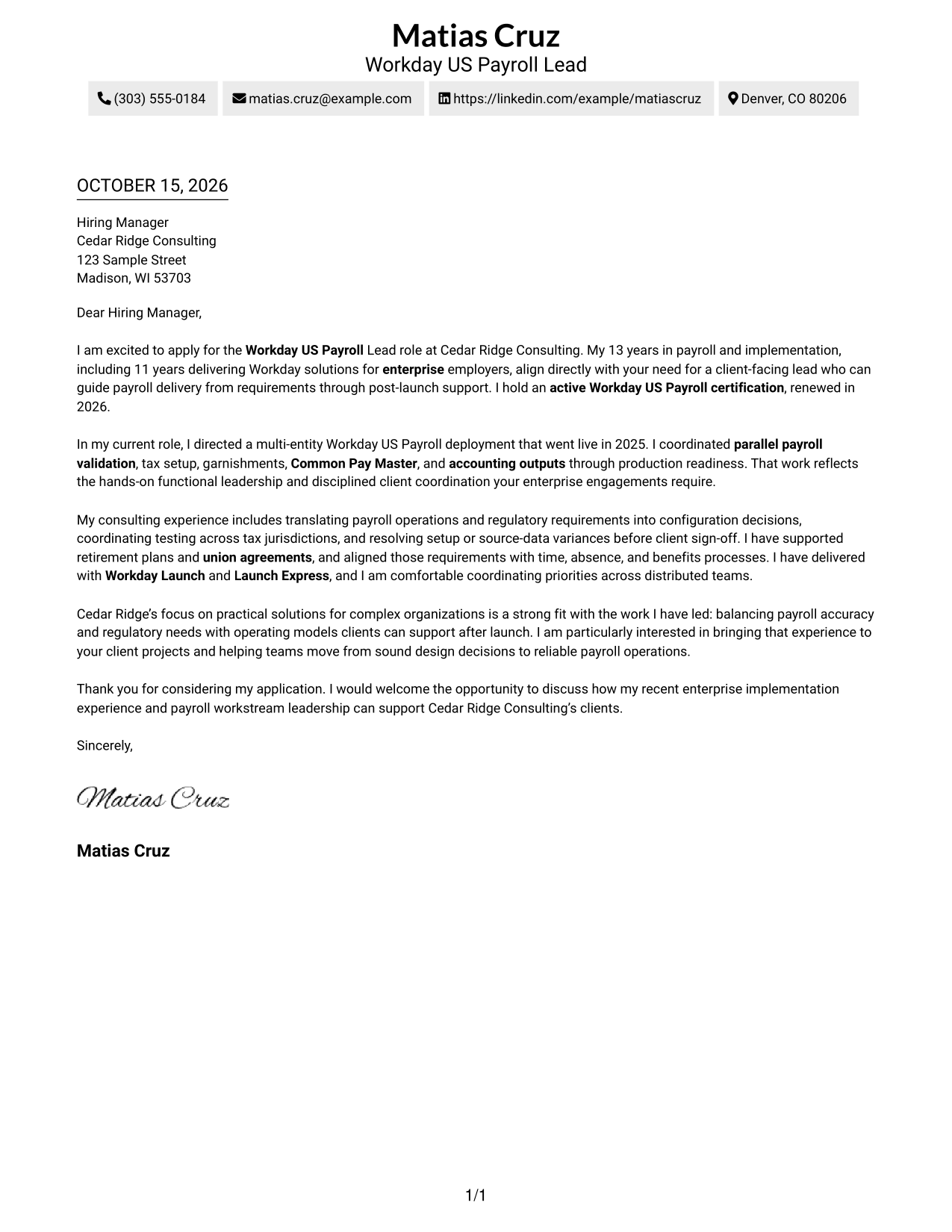 Cover letter example — page 1