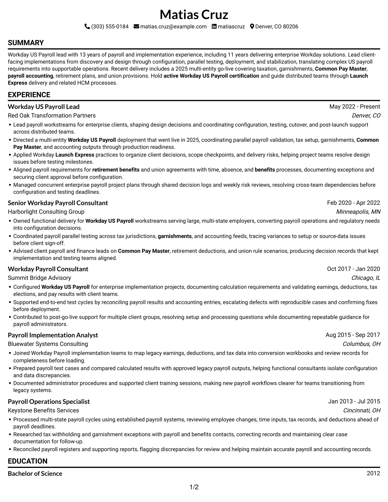 Resume example — page 1