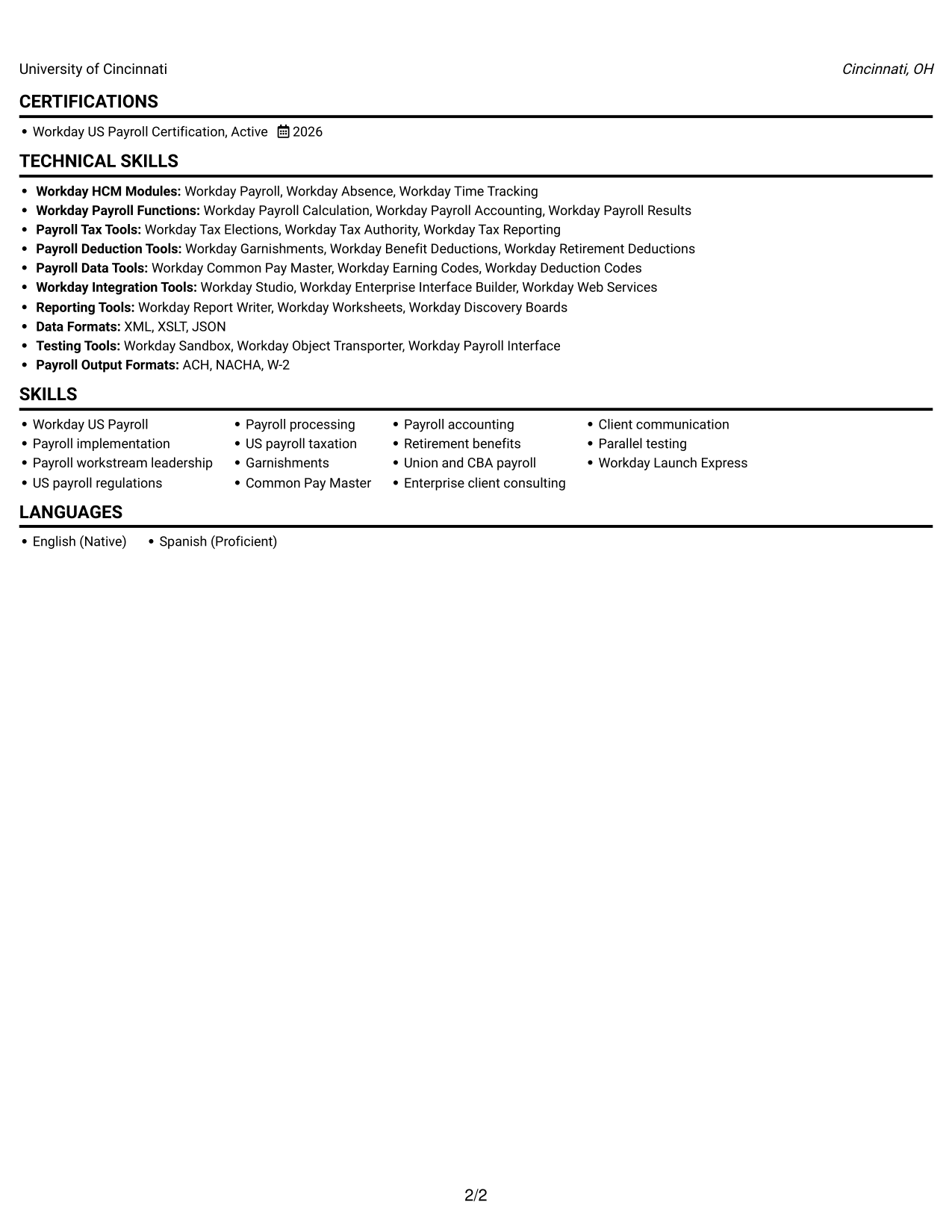 Resume example — page 2