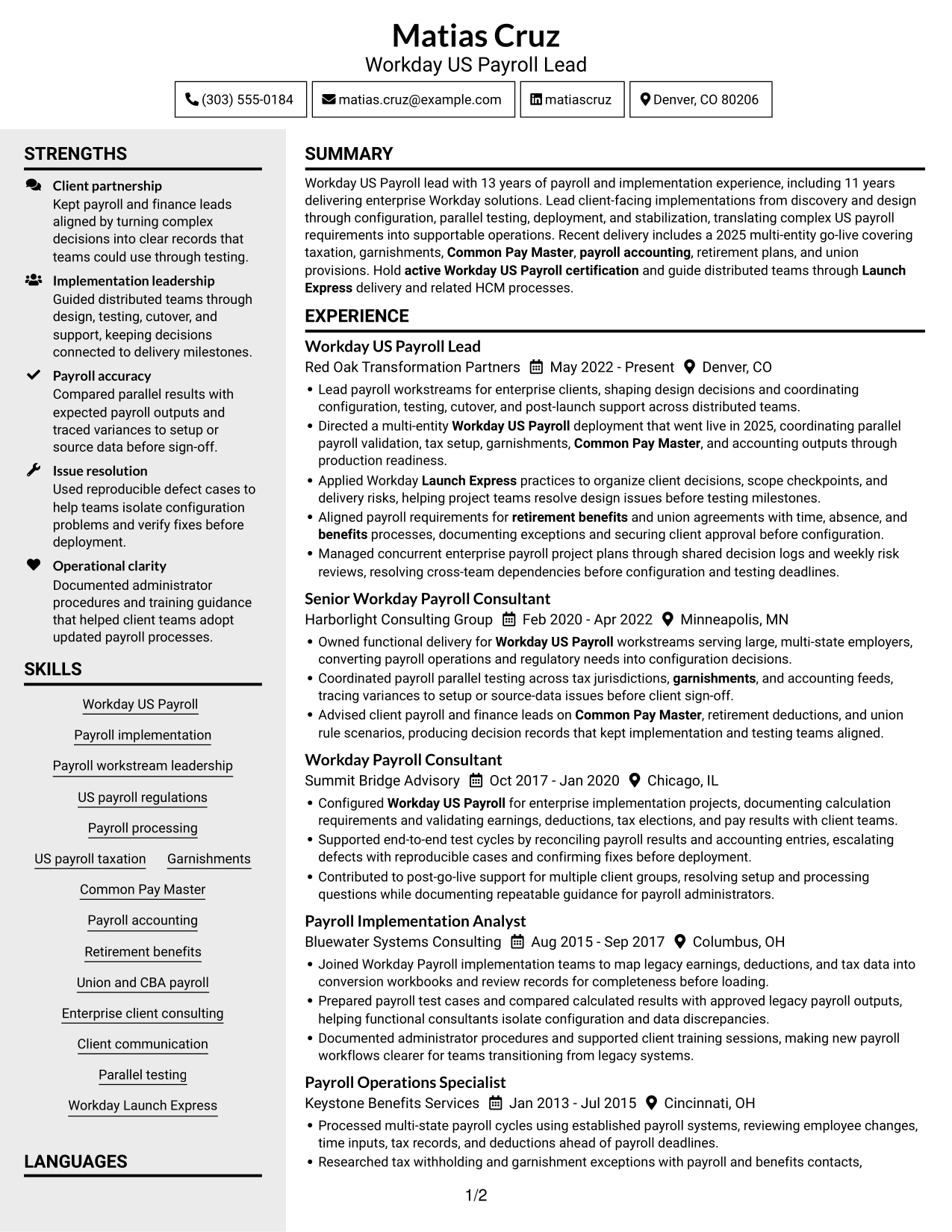 Resume example — page 1