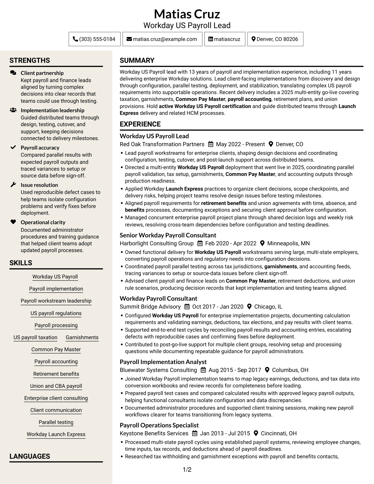 Resume example — page 1