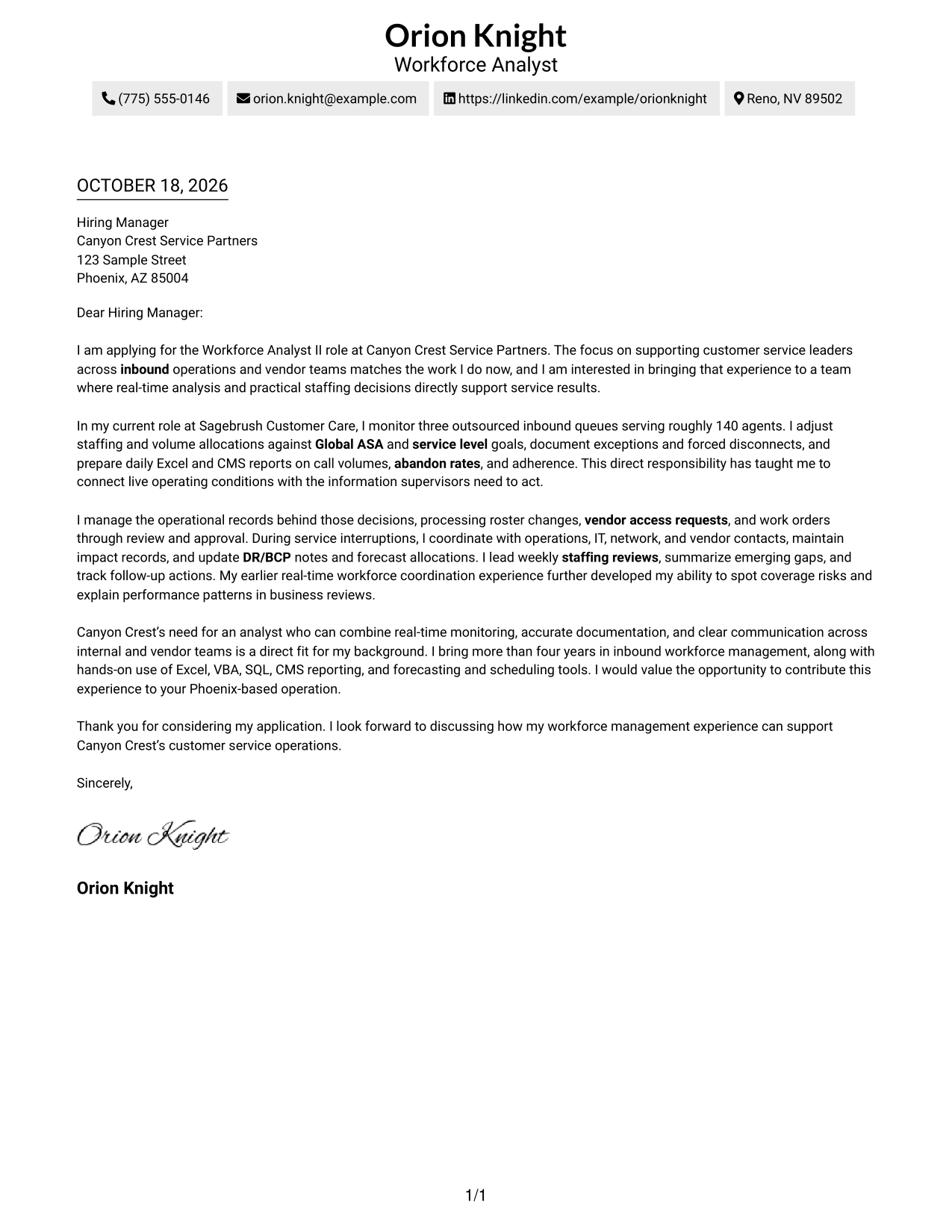 Cover letter example — page 1