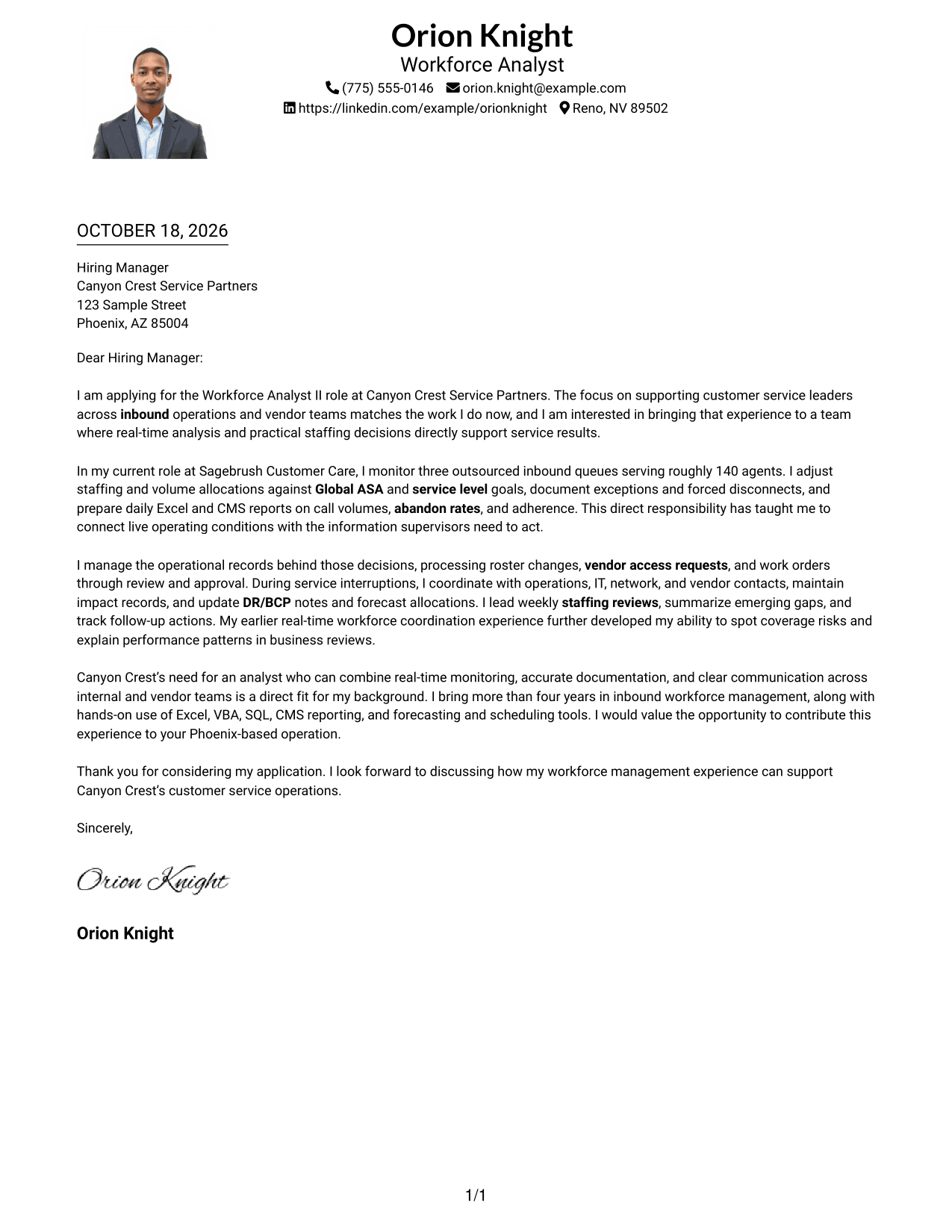 Cover letter example — page 1