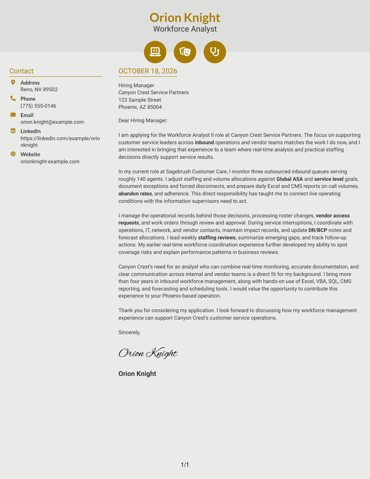 Cover letter example — page 1